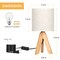 Small Bedside Table Lamp Wooden Tripod Nightstand Lamp with Fabric Linen Shade